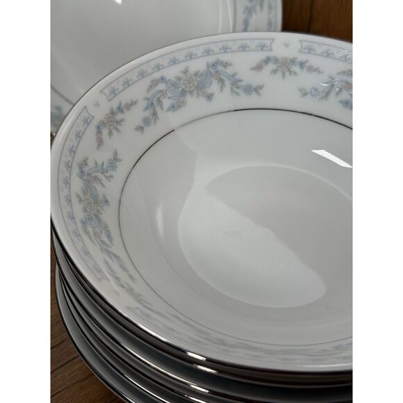 Somerset By Excel China Bowls Vintage Floral Platinum Trim Blue Pink Delicate - Picture 2 of 5